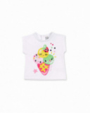 T-shirt de malha branca sorvete de menina Creamy Ice