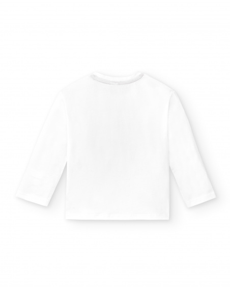 T-shirt comprida de menina em malha branca Creamy Ice