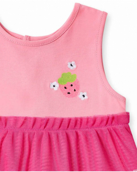 Vestido de menina em malha de tule rosa Creamy Ice