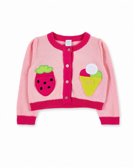 Casaco tricot rosa de menina Creamy Ice