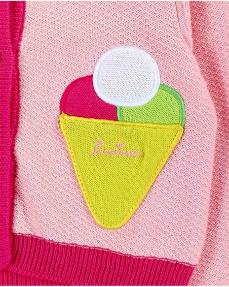Casaco tricot rosa de menina Creamy Ice