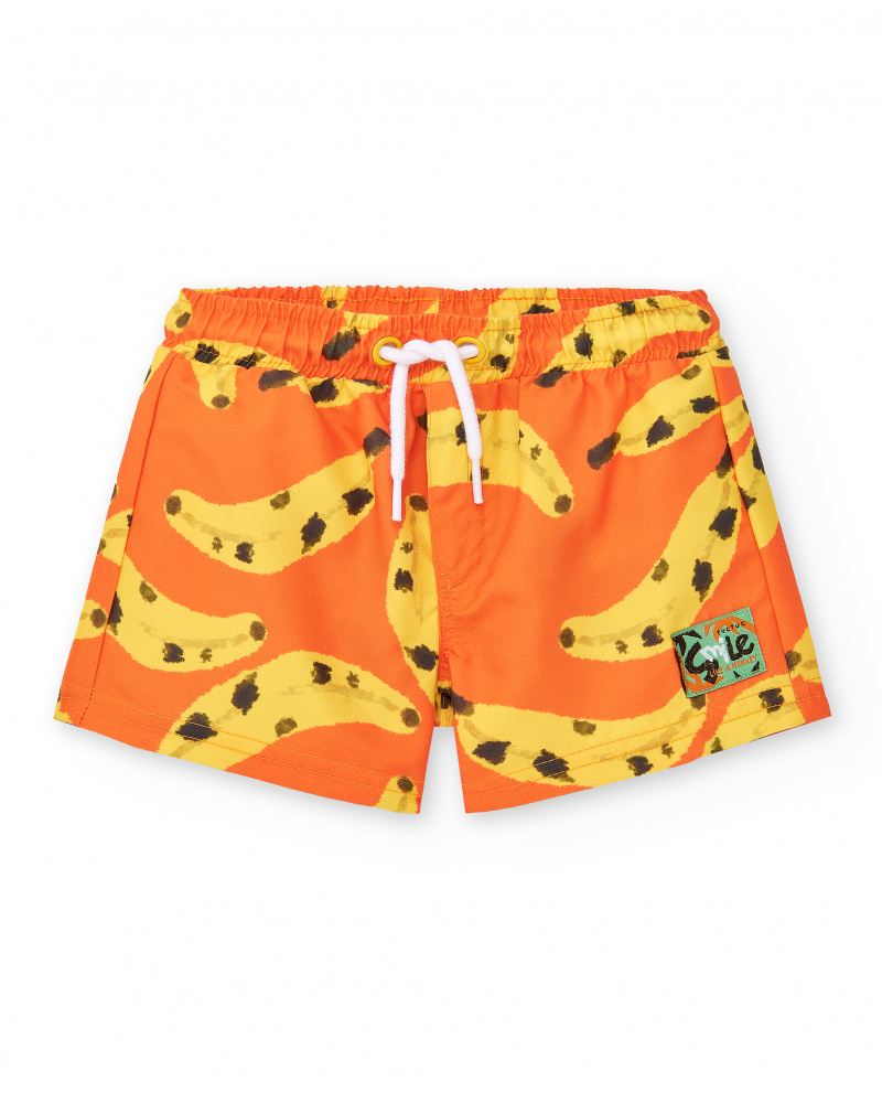 Bermudas laranja menino Banana Records
