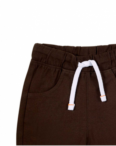 Calções bermudas de menino em malha castanha Banana Records