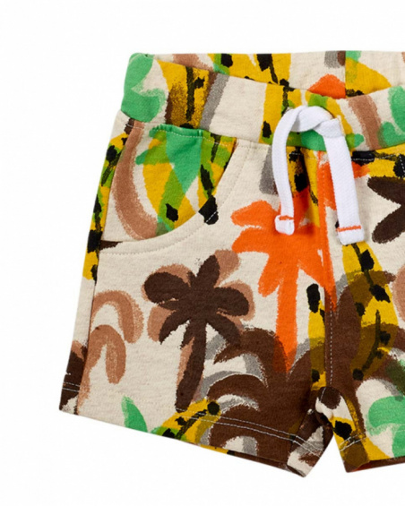 Bermudas de menino em pelúcia bege Banana Records