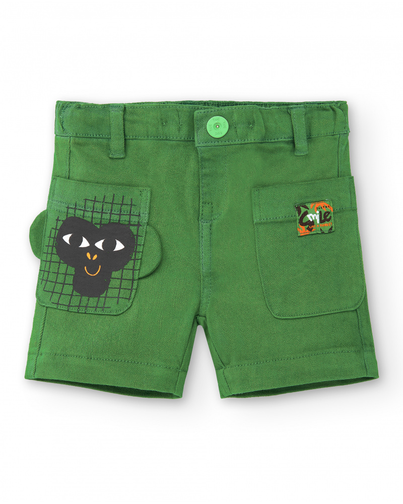 Shorts jeans verde menino Banana Records