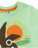 T-shirt verde de menino em malha Banana Records