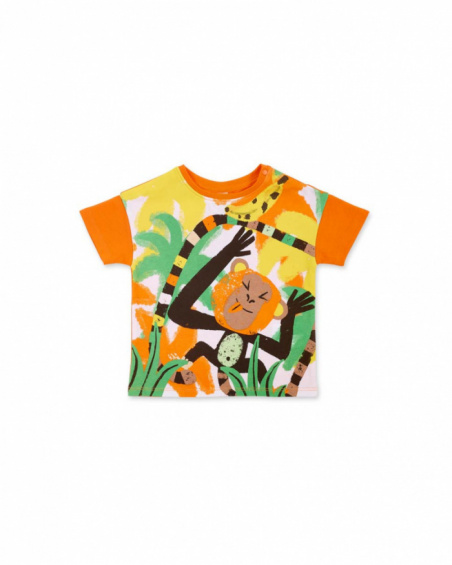 T-shirt de menino em malha laranja Banana Records