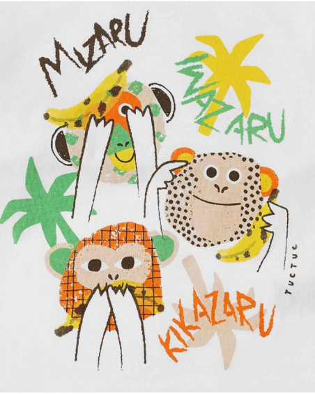 Camiseta longa de malha branca para menino Banana Records