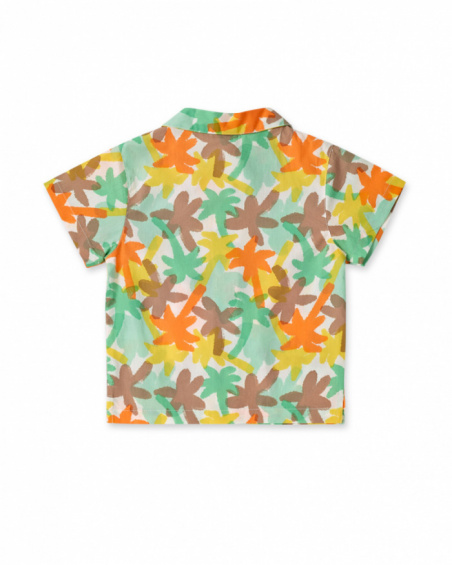 Camisa de popelina verde estampada para menino Banana Records