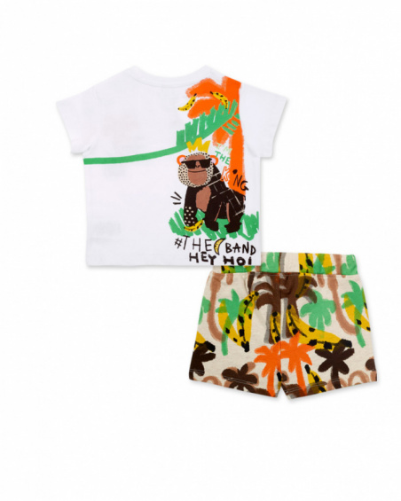 Conjunto de malha de pelúcia branca para menino Banana Records