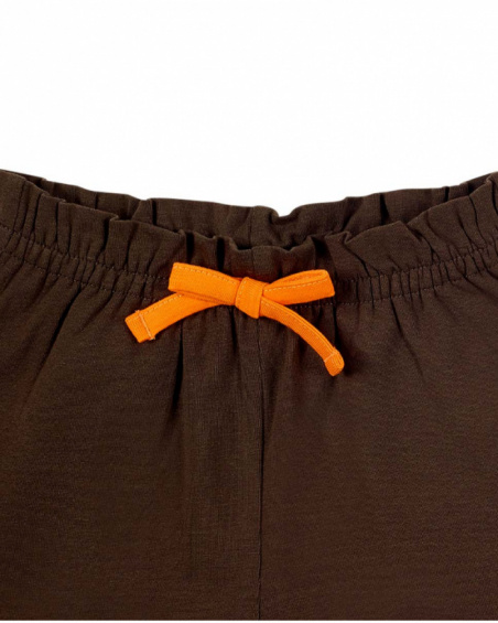 Calções de menina em malha castanha Banana Records