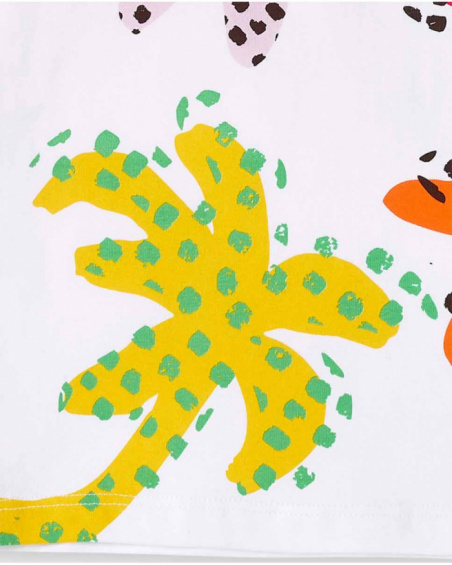 T-shirt branca de menina em malha com franjas Banana Records