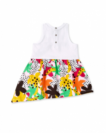 Vestido de malha branco combinado de menina Banana Records