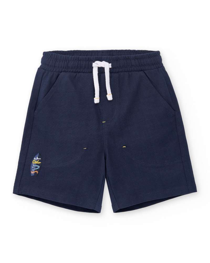 Bermuda de malha azul marinho para menino Coleção Sons Of Fun
