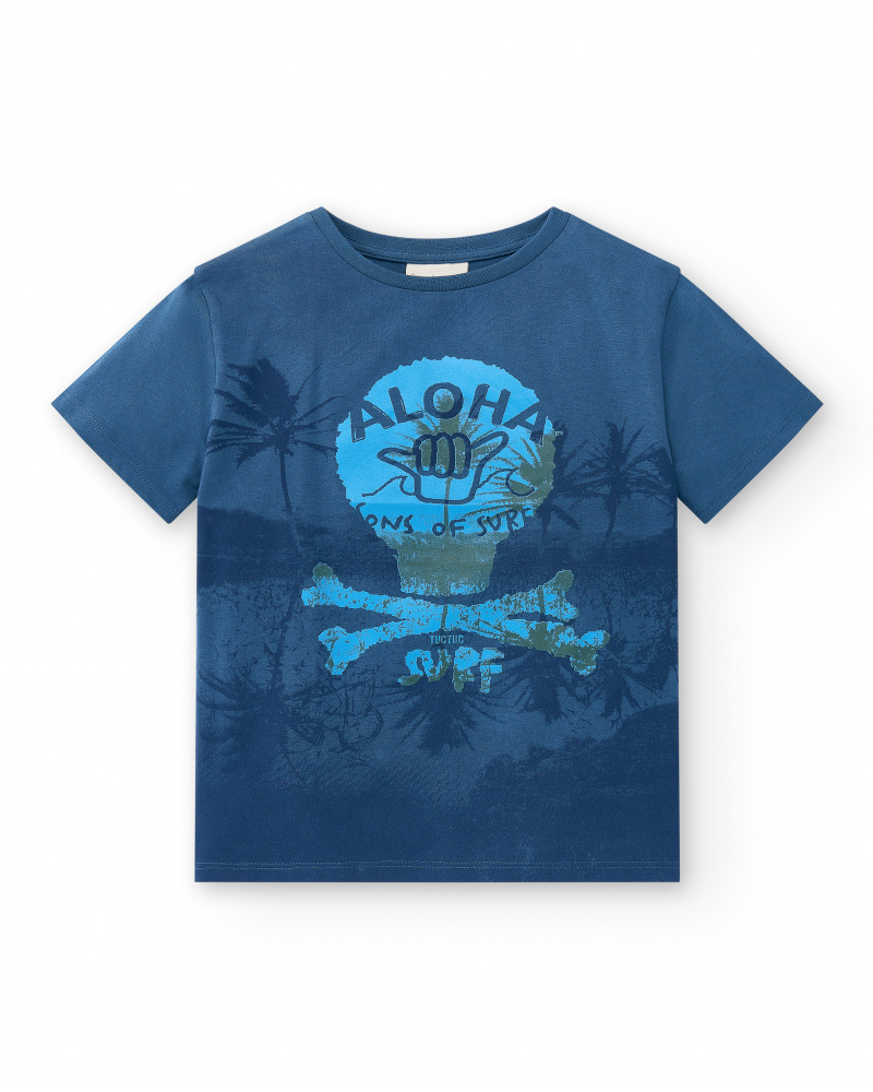 T-shirt de malha azul marinho para menino Coleção Sons Of Fun