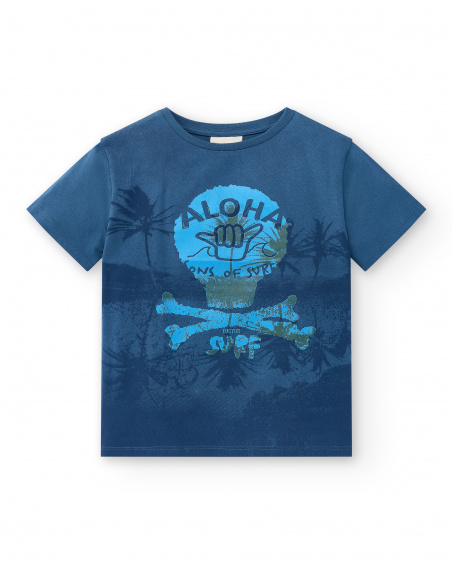 T-shirt de malha azul marinho para menino Coleção Sons Of Fun