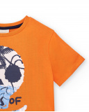 T-shirt de menino em malha laranja Coleção Sons Of Fun