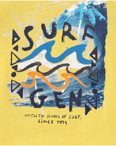 T-shirt amarela de menino em malha Coleção Sons Of Fun