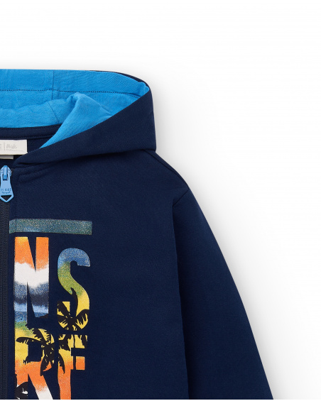 Jaqueta de pelúcia azul marinho para menino Coleção Sons Of Fun