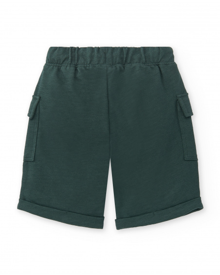 Bermudas de menino em pelúcia verde Coleção Savage Spirit