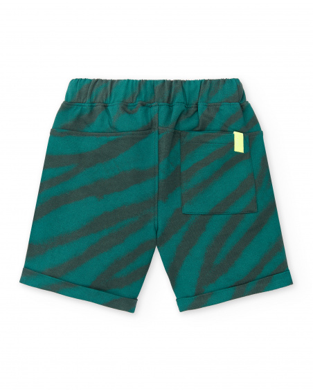Bermuda menino de pelúcia listrada verde Coleção Savage Spirit