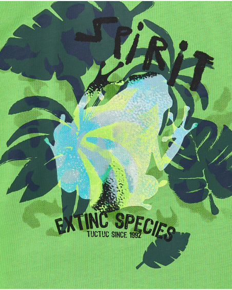 T-shirt verde de menino em malha Coleção Savage Spirit