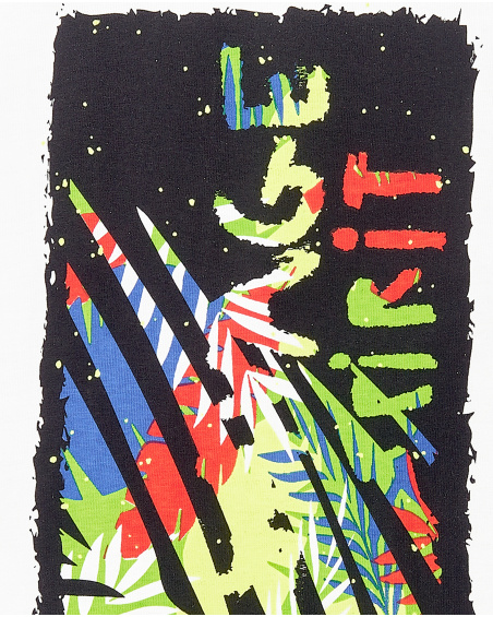 T-shirt branca de menino em malha Coleção Savage Spirit