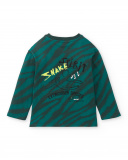 T-shirt de malha às riscas verdes para menino Coleção Savage