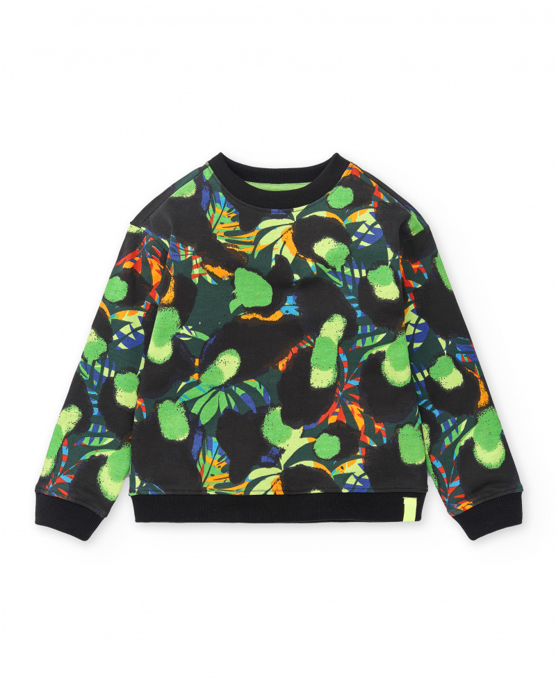 Moletom de pelúcia preto para menino Coleção Savage Spirit