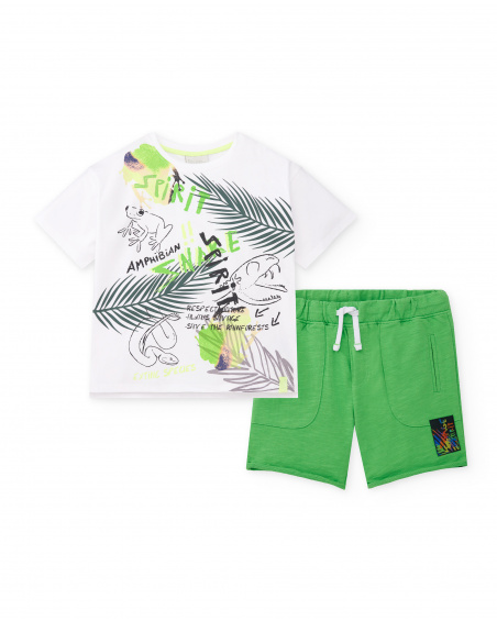 Conjunto de malha verde branco de menino Coleção Savage Spirit
