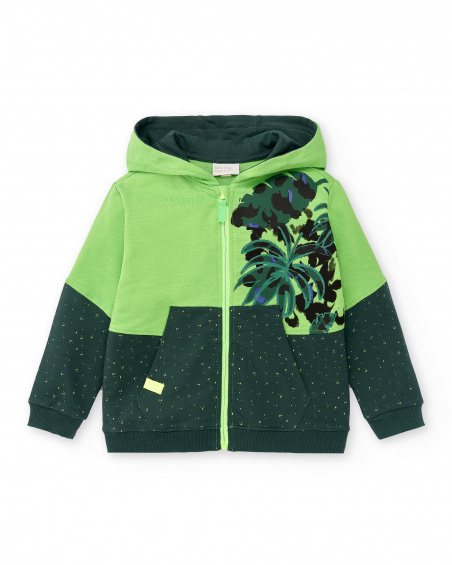 Casaco de pelúcia verde para menino Coleção Savage Spirit