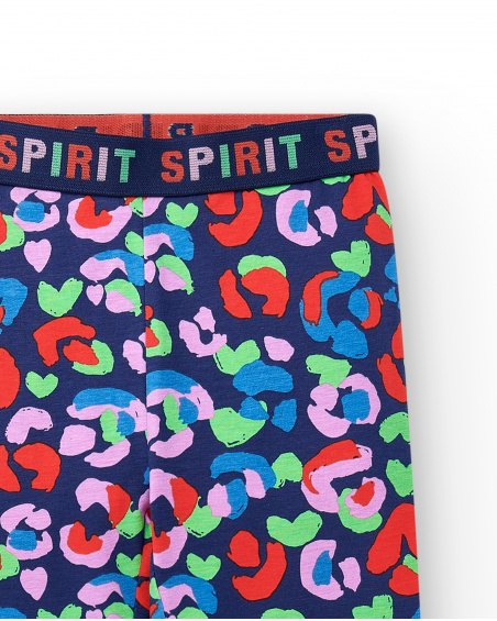 Leggings de menina em malha azul marinho Coleção Rockin The