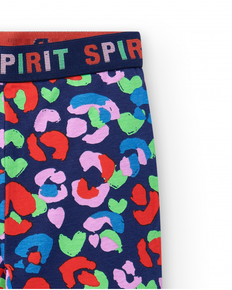 Leggings de pirata em malha azul marinho para menina Coleção