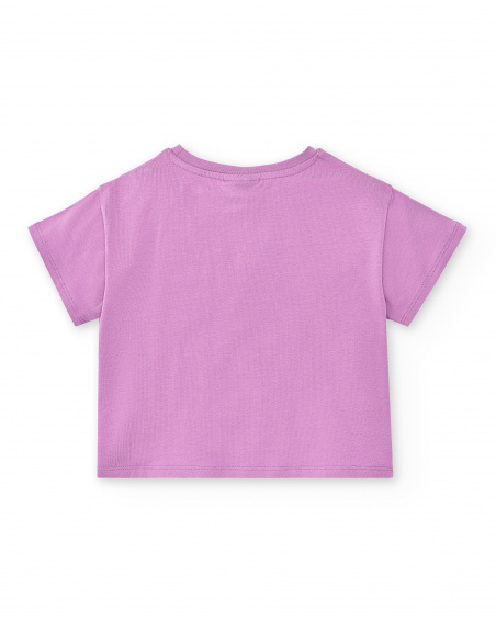 T-shirt lilás de menina em malha Coleção Rockin The Jungle