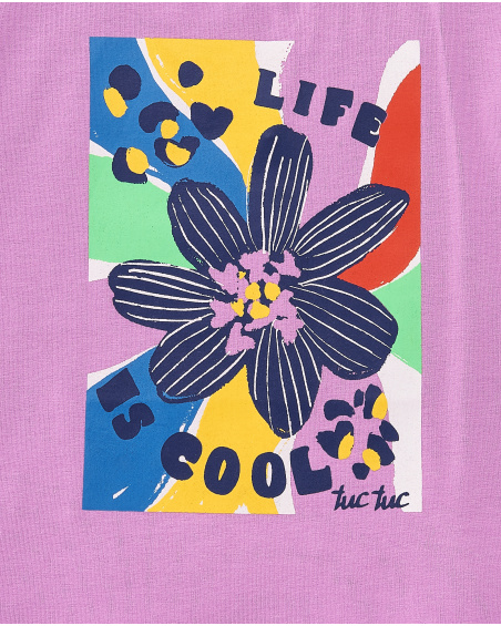 T-shirt lilás de menina em malha Coleção Rockin The Jungle