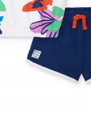 Conjunto de malha branco marinho para menina Coleção Rockin The