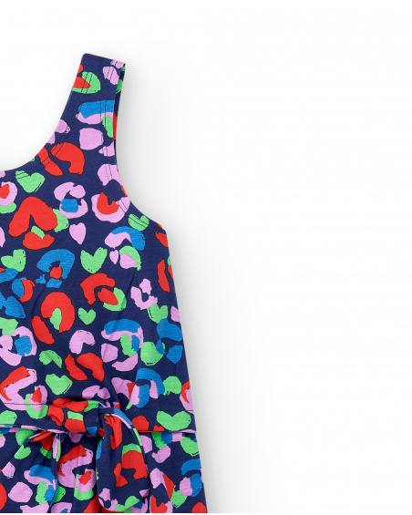 Vestido de menina em tricô com estampa animal Coleção Rockin