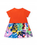 Vestido de menina em malha estampado vermelho Coleção Rockin