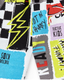 Bermuda masculina de malha preta estampada Coleção Race Car