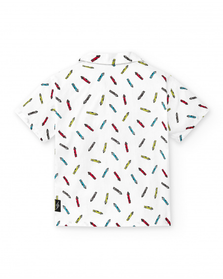Camisa de popelina branca para menino Coleção Race Car
