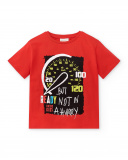 T-shirt vermelha de menino em malha Coleção Race Car