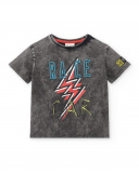 T-shirt de menino em malha cinzenta Coleção Race Car