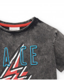 T-shirt de menino em malha cinzenta Coleção Race Car