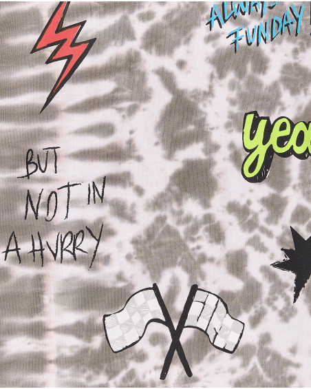 T-shirt de malha menino Tie Dye cinza Coleção Race Car