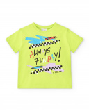 T-shirt verde de menino em malha Coleção Race Car