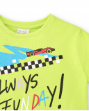 T-shirt verde de menino em malha Coleção Race Car