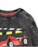 Moletom de pelúcia cinza para menino Coleção Race Car