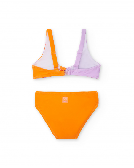 Biquíni laranja lilás de menina Coleção Paradise Beach