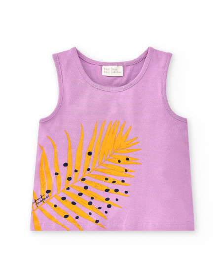 T-shirt lilas de menina em malha Coleção Paradise Beach