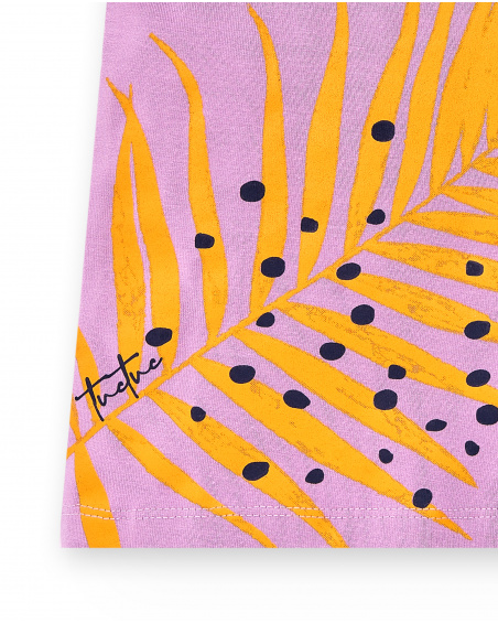 T-shirt lilas de menina em malha Coleção Paradise Beach